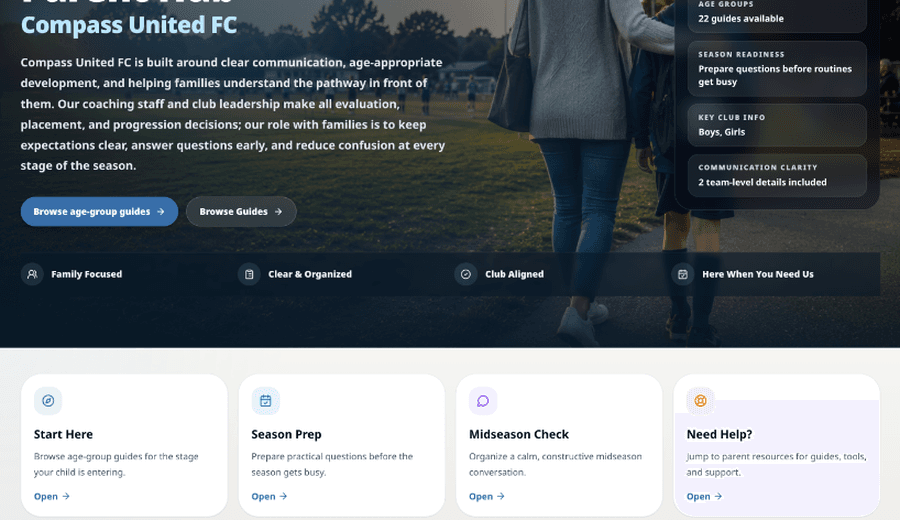 Parent Hub preview for club families