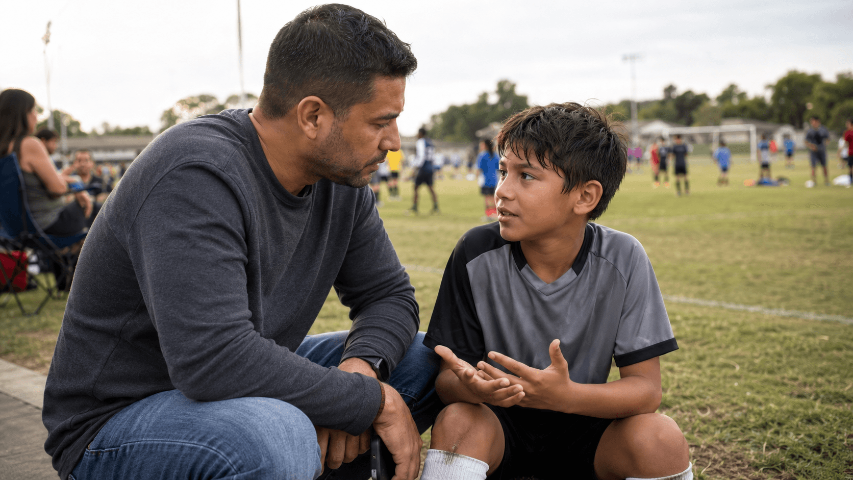 Parent and player having a calm conversation about readiness and expectations