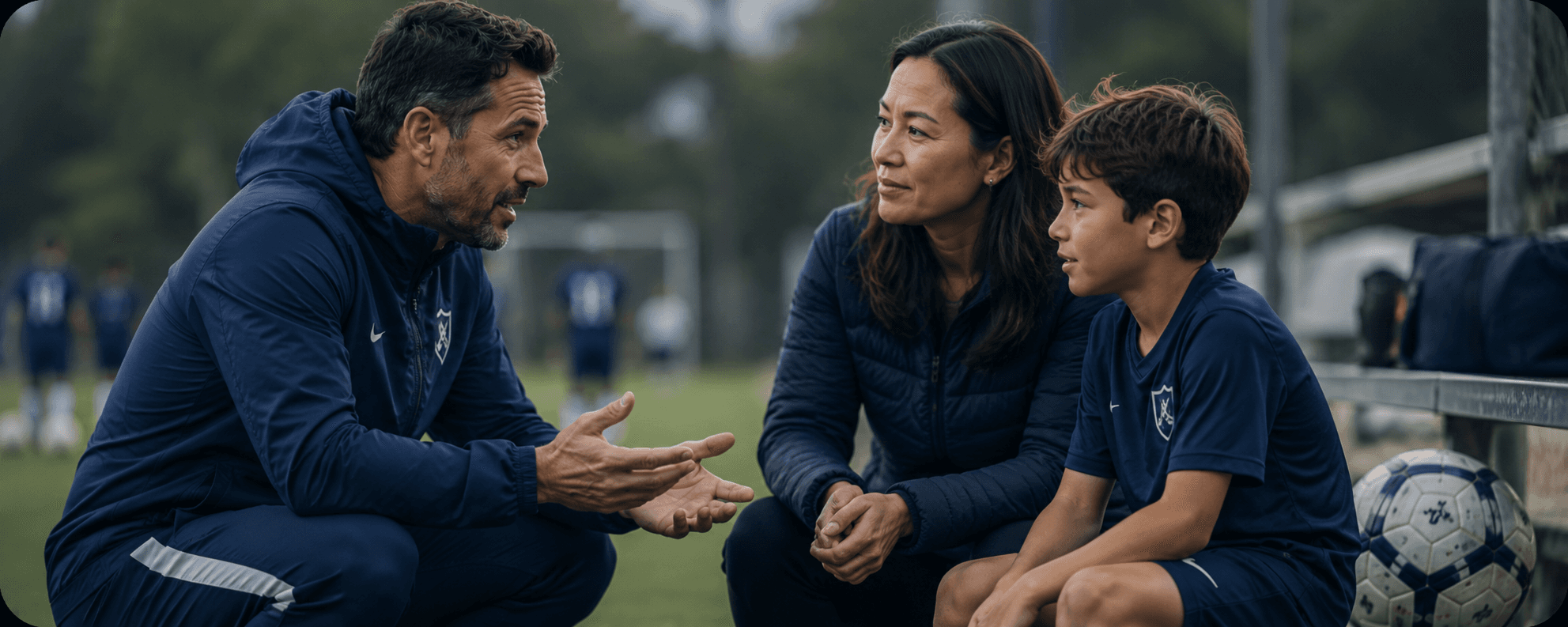 Coach and player communicating in a calm, constructive way